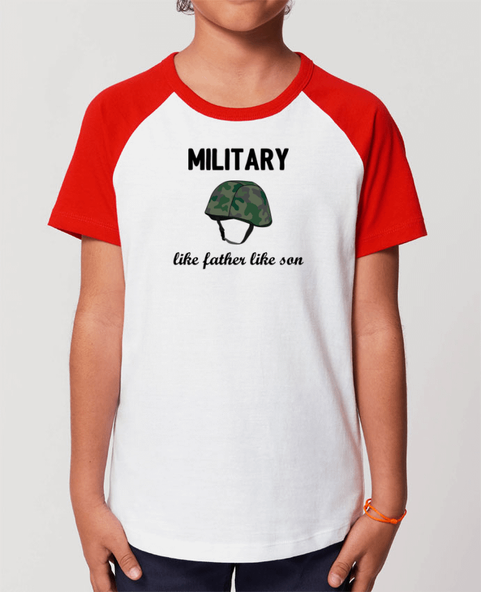 T-shirt Baseball Enfant- Coton - STANLEY MINI CATCHER Military Like father like son Par tunetoo