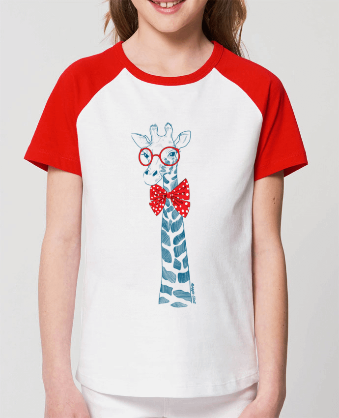 Kids\' contrast short sleeve t-shirt Mini Catcher Short Sleeve Girafe à lunettes Par Maggie E.