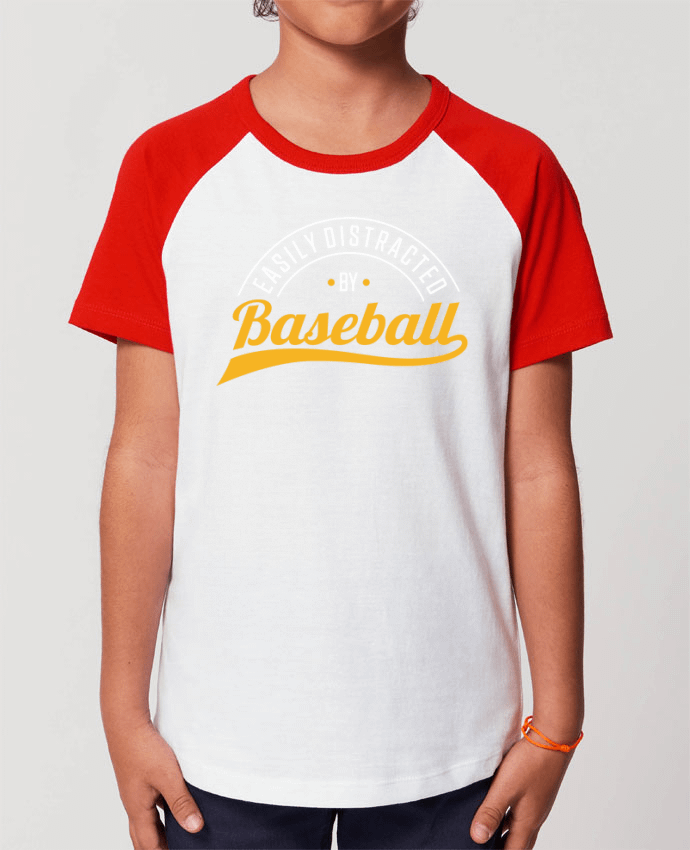 Kids\' contrast short sleeve t-shirt Mini Catcher Short Sleeve Distracted by Baseball Par Original t-shirt
