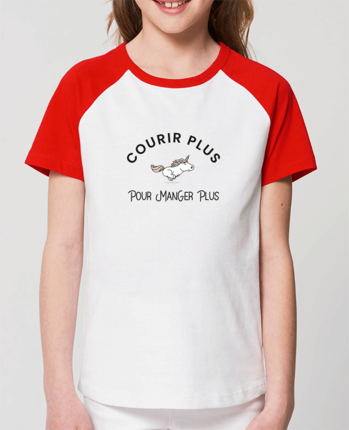 Kids\' contrast short sleeve t-shirt Mini Catcher Short Sleeve Courir plus pour manger plus - Licorne Par Folie douce