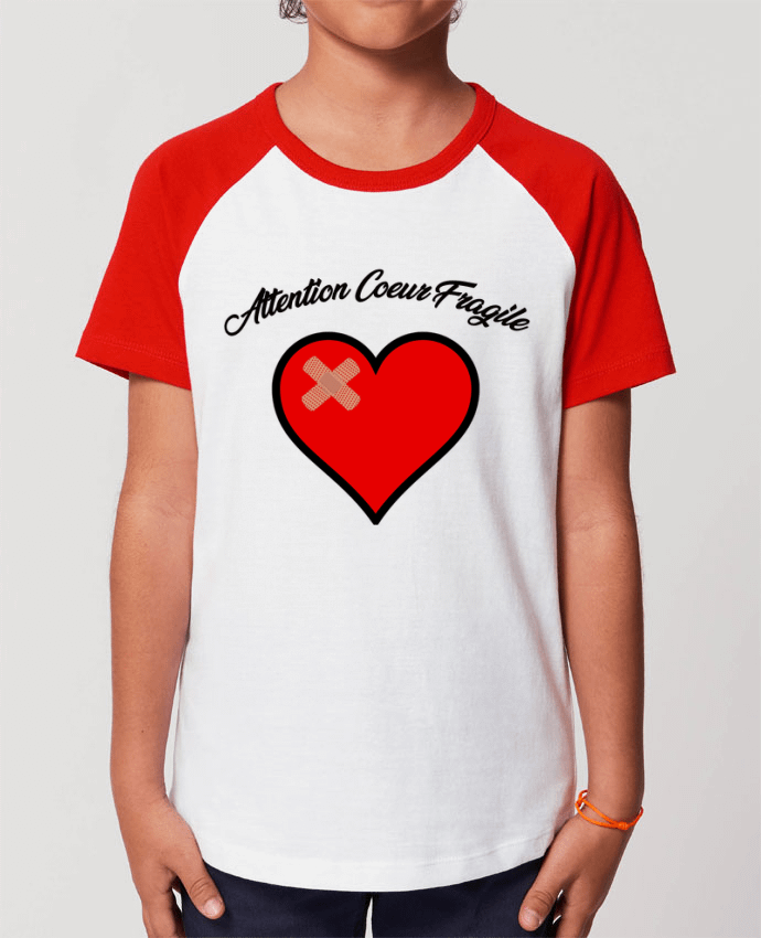 T-shirt Baseball Enfant- Coton - STANLEY MINI CATCHER Coeur Fragile Par funky-dude