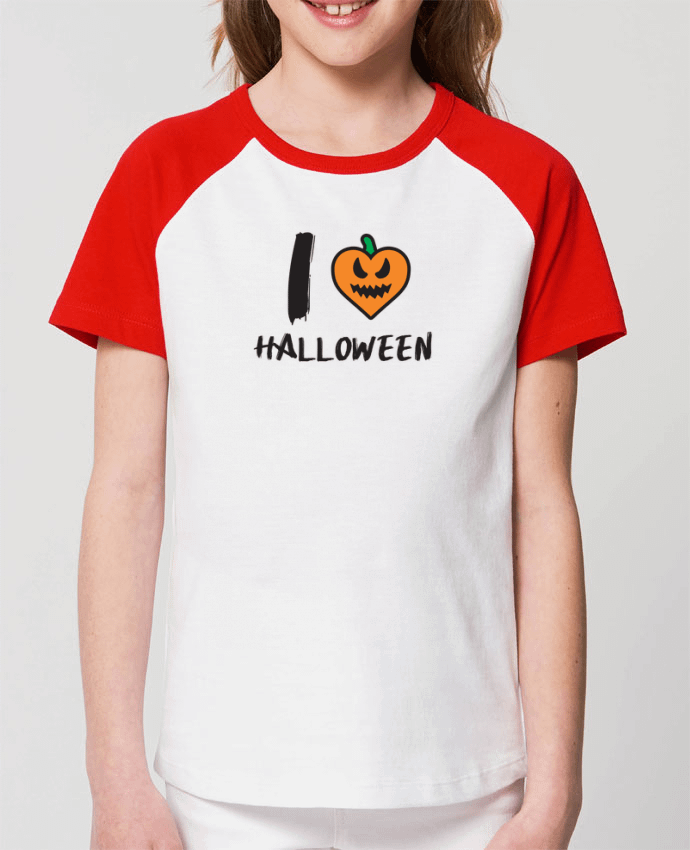 Kids\' contrast short sleeve t-shirt Mini Catcher Short Sleeve I Love Halloween Par tunetoo