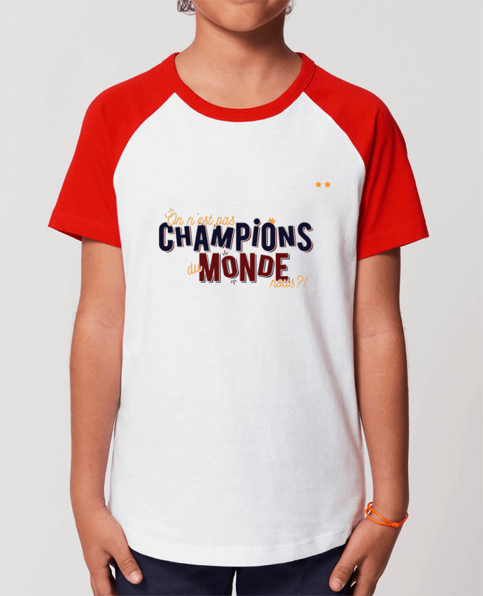 T-shirt Baseball Enfant- Coton - STANLEY MINI CATCHER CHAMPIONS DU MONDE Par PTIT MYTHO