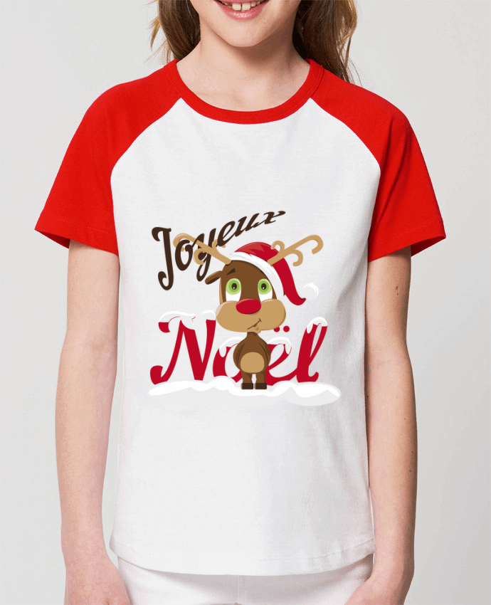 Kids\' contrast short sleeve t-shirt Mini Catcher Short Sleeve Renne Joyeux Noël Enfant Par GraphiCK-Kids