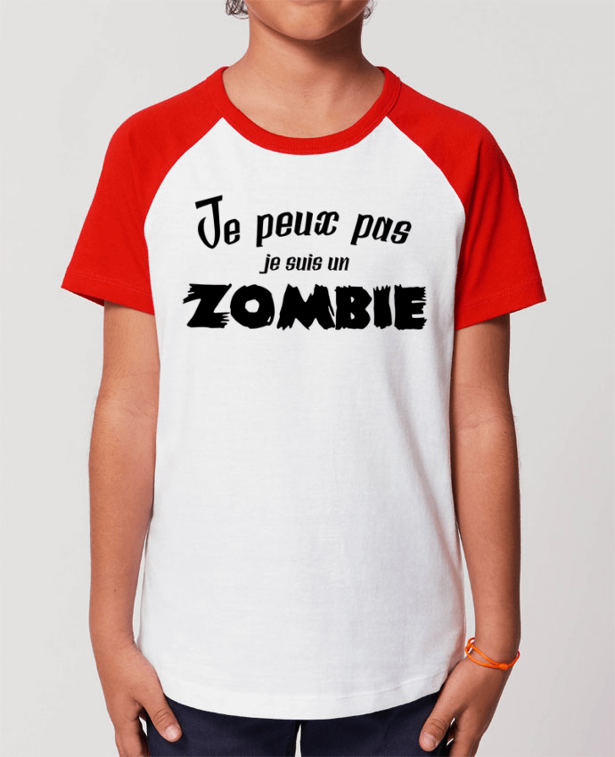Kids\' contrast short sleeve t-shirt Mini Catcher Short Sleeve Je peux pas je suis un Zombie Par L'Homme Sandwich