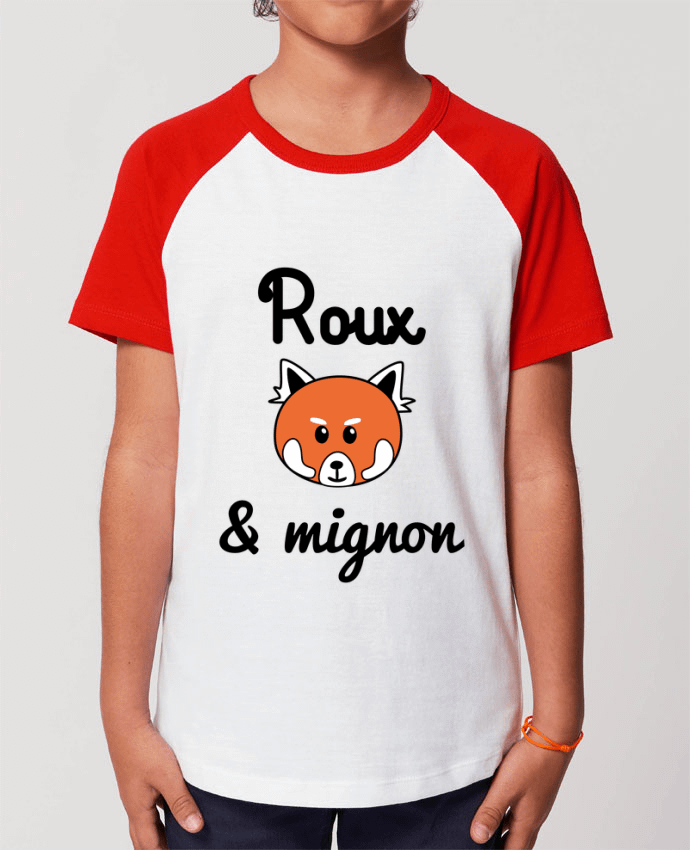Kids\' contrast short sleeve t-shirt Mini Catcher Short Sleeve Roux & Mignon, Panda roux Par Benichan