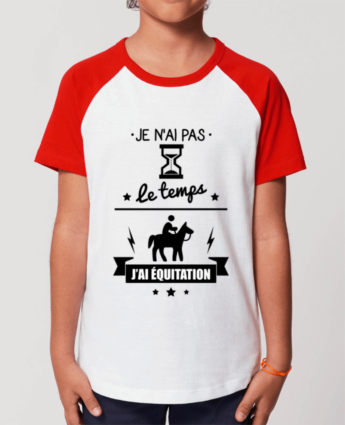 Kids\' contrast short sleeve t-shirt Mini Catcher Short Sleeve Je n'ai pas le temps j'ai équitation Par Benichan