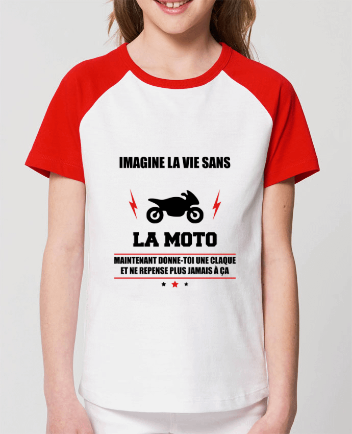 Kids\' contrast short sleeve t-shirt Mini Catcher Short Sleeve Imagine la vie sans la moto Par Benichan