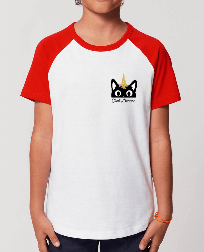 T-shirt Baseball Enfant- Coton - STANLEY MINI CATCHER Chat Licorne Par Nana