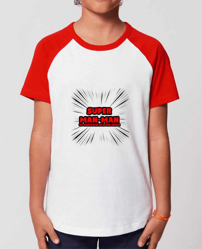 T-shirt Baseball Enfant- Coton - STANLEY MINI CATCHER Super Man-Man Par lip