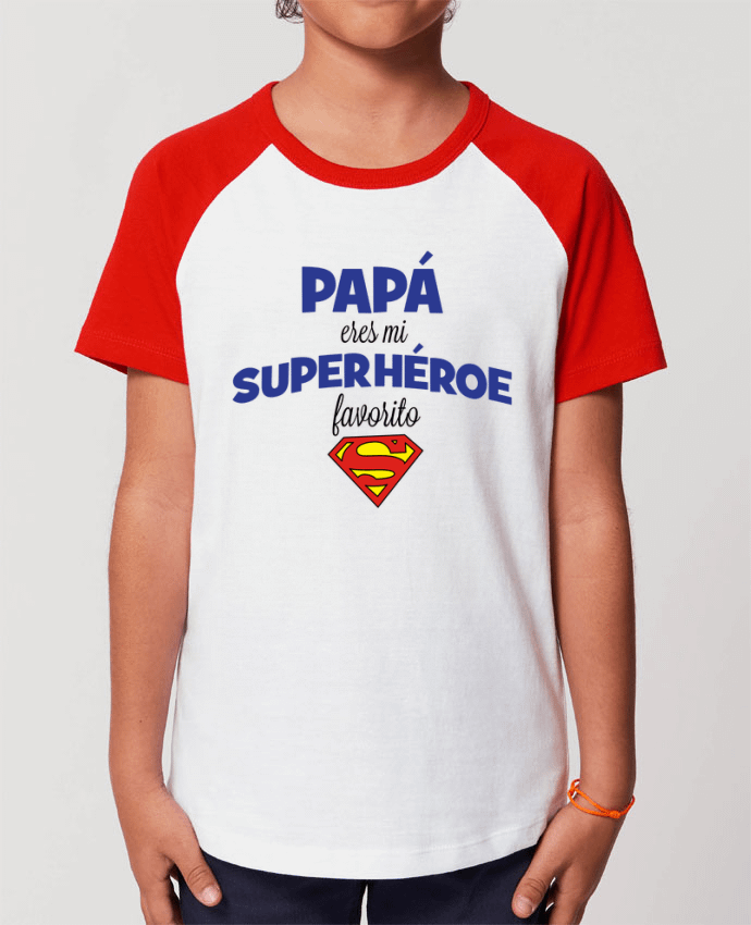 T-shirt Baseball Enfant- Coton - STANLEY MINI CATCHER Papa eres mi superhéroe favorito Par tunetoo