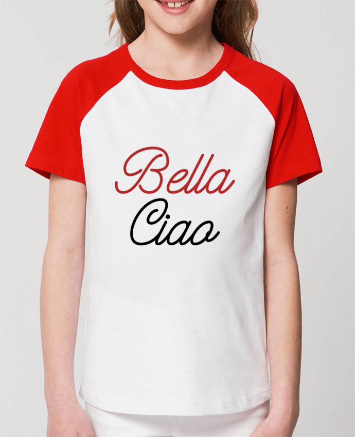 Kids\' contrast short sleeve t-shirt Mini Catcher Short Sleeve Bella Ciao Par lecartelfrancais