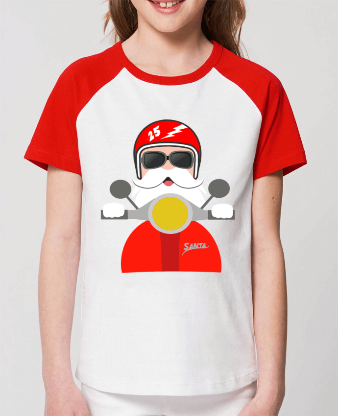 Tee-shirt Enfant Navidad en moto Santa Claus Par Giuraf