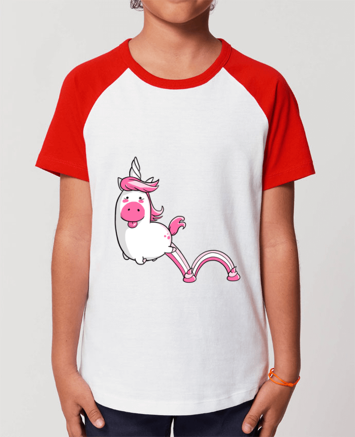 T-shirt Baseball Enfant- Coton - STANLEY MINI CATCHER Licorne Sautillante - Version rose Par Tomi Ax - tomiax.fr