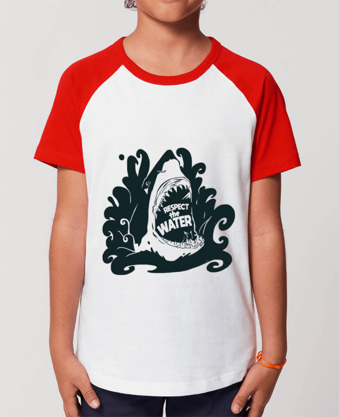 T-shirt Baseball Enfant- Coton - STANLEY MINI CATCHER Respect the Water - Shark Par Tomi Ax - tomiax.fr