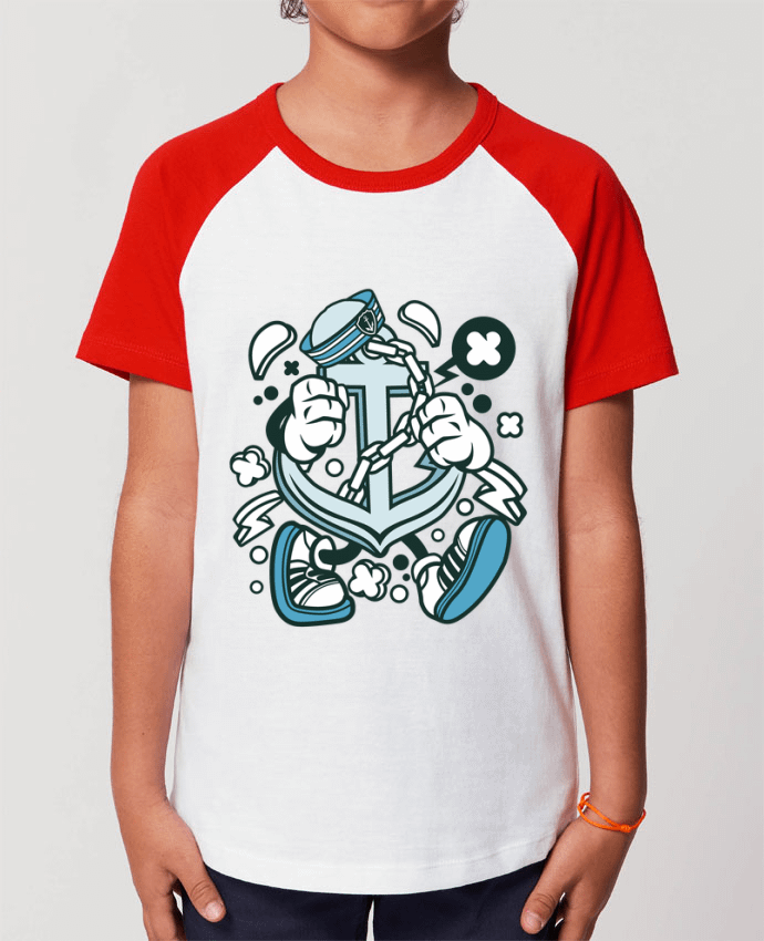T-shirt Baseball Enfant- Coton - STANLEY MINI CATCHER Ancre de bateau Cartoon | By Kap Atelier Cartoon Par Kap Atelier