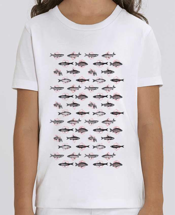 Camiseta Infantil Algodón Orgánico MINI CREATOR Fishes in geometrics Par Florent Bodart