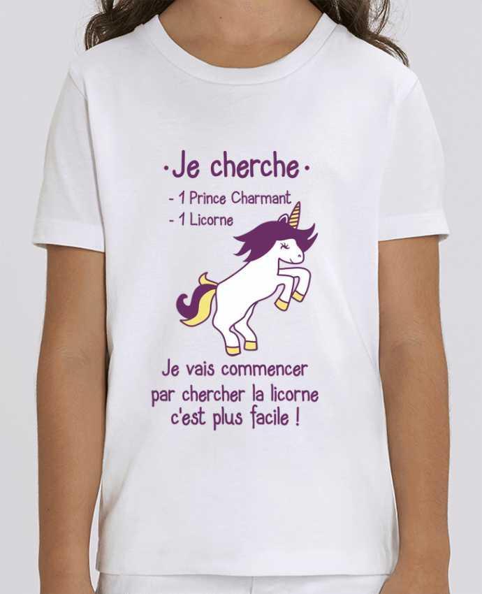 Camiseta Infantil Algodón Orgánico MINI CREATOR Je cherche un prince charmant et une licorne Par Benichan