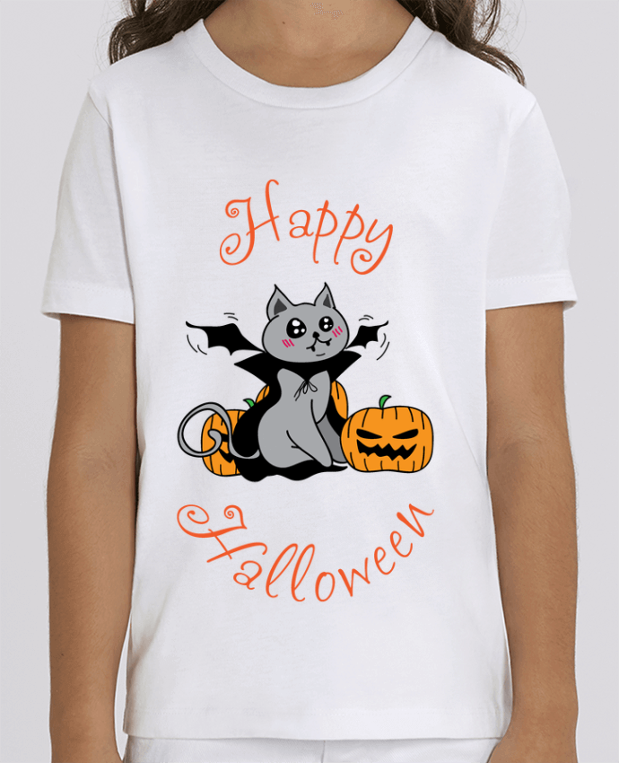 Camiseta Infantil Algodón Orgánico MINI CREATOR Cut Cat Halloween - Chat vampire Par 
