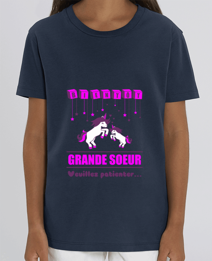 Camiseta Infantil Algodón Orgánico MINI CREATOR Bientôt Grande Soeur, licorne Par Benichan