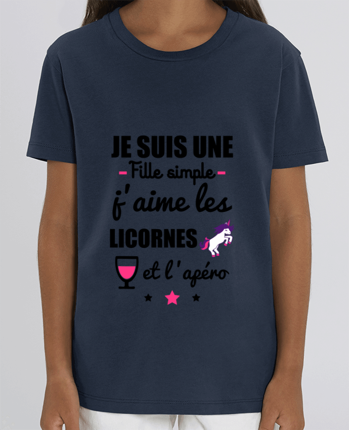 T-shirt Enfant Je suis une fille simple, j'aime les licornes et l'apéro Par Benichan