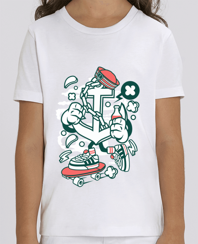 Tee Shirt Enfant Bio Stanley MINI CREATOR Ancre Skateboard Cartoon | By Kap Atelier Cartoon Par Kap Atelier