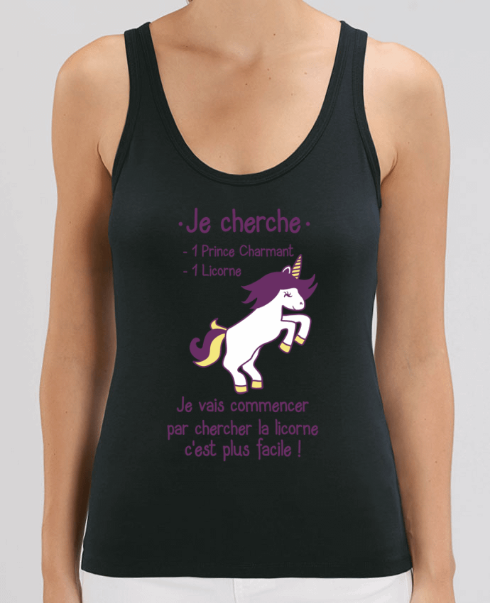 Camiseta de Tirantes  Mujer Stella Dreamer Je cherche un prince charmant et une licorne Par Benichan