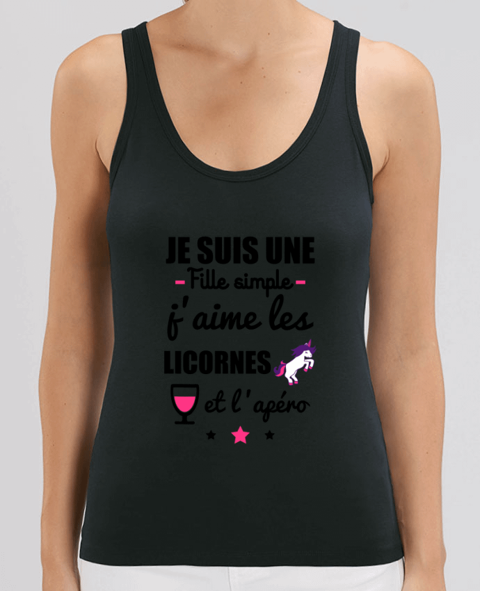 Camiseta de Tirantes  Mujer Stella Dreamer Je suis une fille simple, j'aime les licornes et l'apéro Par Benichan
