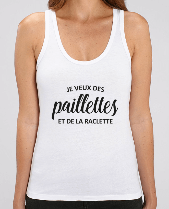 Camiseta de Tirantes  Mujer Stella Dreamer Je veux des paillettes et de la raclette Par FRENCHUP-MAYO