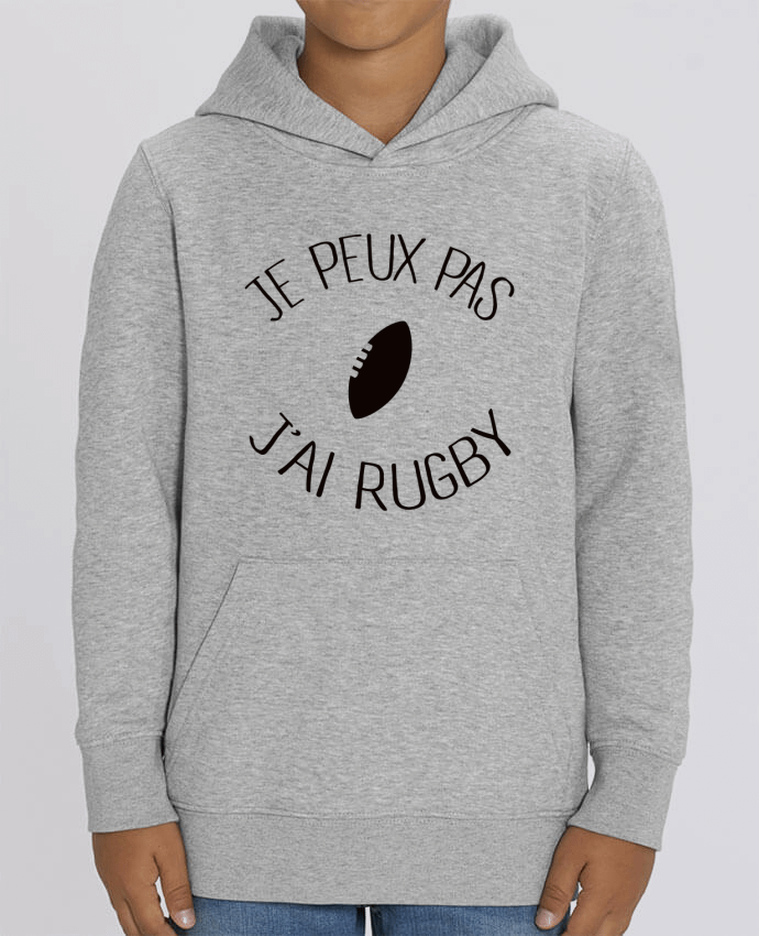 Kids\' hoodie sweatshirt Mini Cruiser Je peux pas j'ai rugby Par Freeyourshirt.com