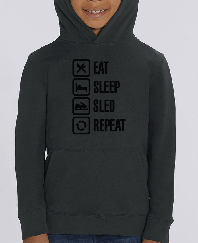 Kids\' hoodie sweatshirt Mini Cruiser Eat, sleep, sled, repeat Par LaundryFactory