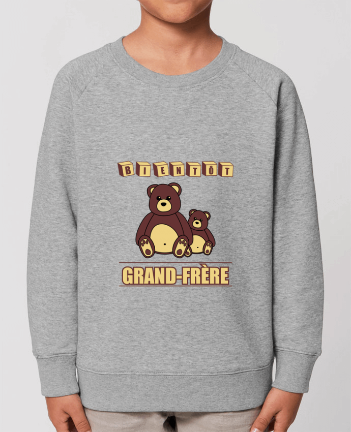 Iconic kids\' crew neck sweatshirt Mini Scouter Bientôt Grand-Frère avec ours en peluche mignon Par  Benichan