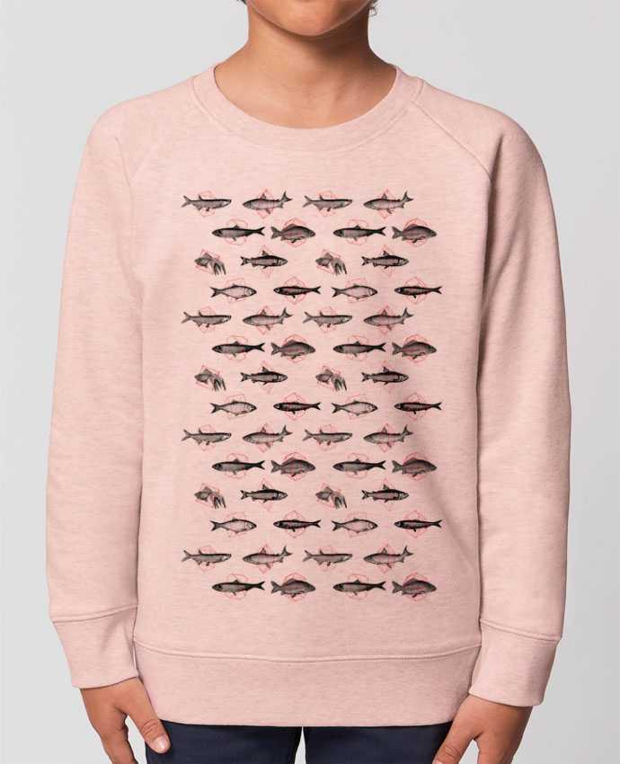 Iconic kids\' crew neck sweatshirt Mini Scouter Fishes in geometrics Par  Florent Bodart