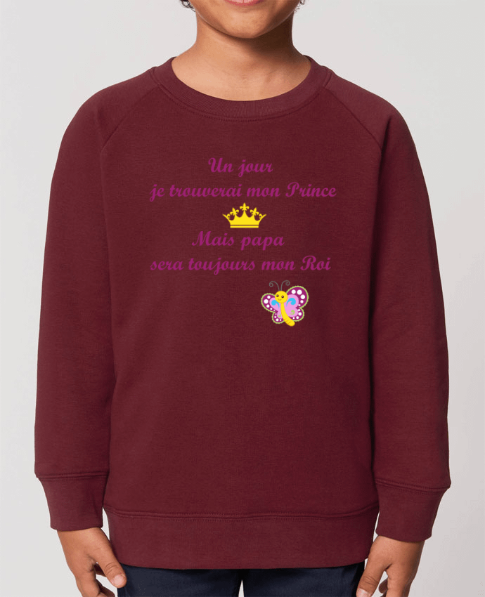 Iconic kids\' crew neck sweatshirt Mini Scouter Un jour je trouverai mon prince mais papa sera toujours mon roi ! Par  tunetoo