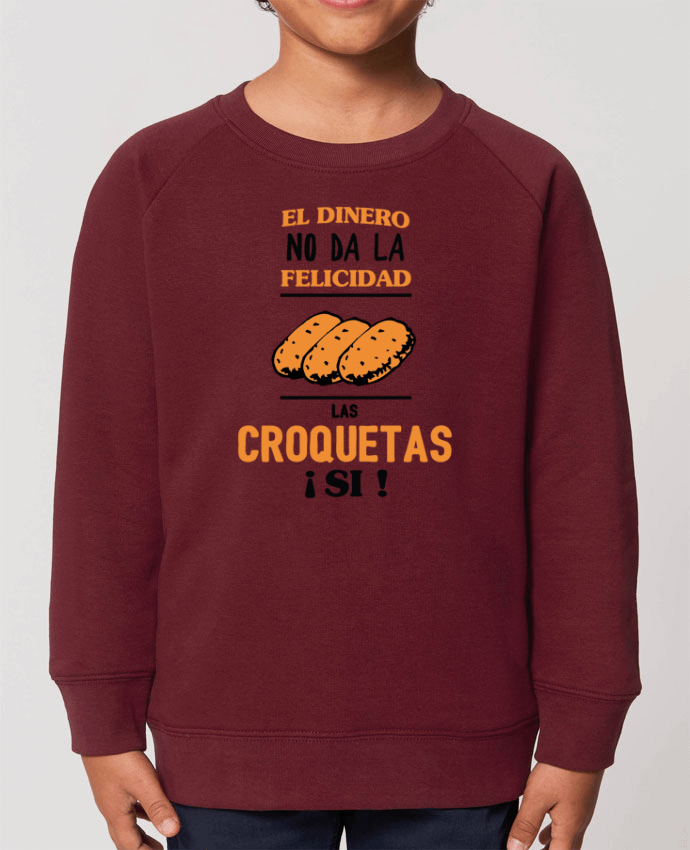 Iconic kids\' crew neck sweatshirt Mini Scouter El dinero no da la felicidad, las croquetas si ! Par  tunetoo