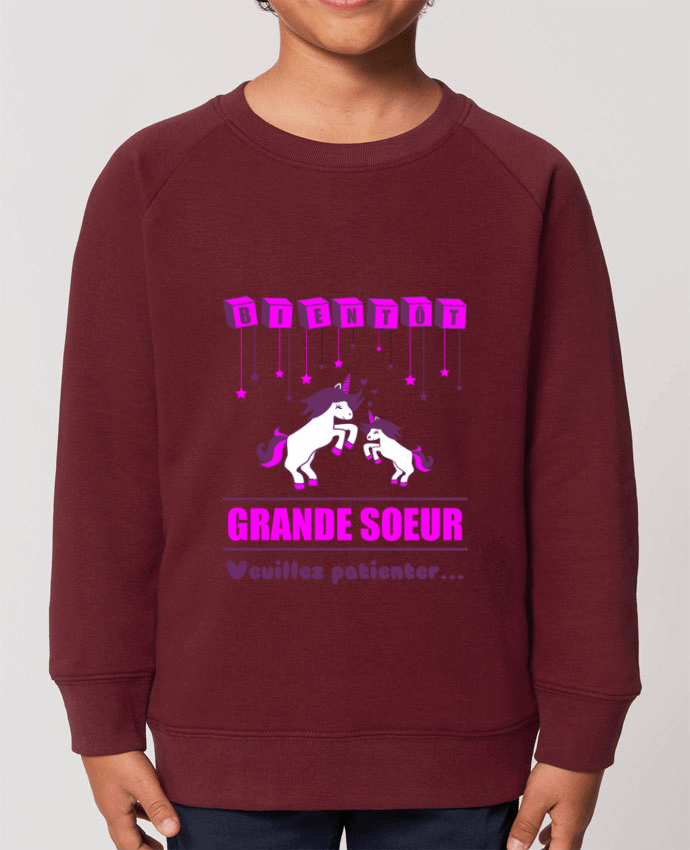 Iconic kids\' crew neck sweatshirt Mini Scouter Bientôt Grande Soeur, licorne Par  Benichan