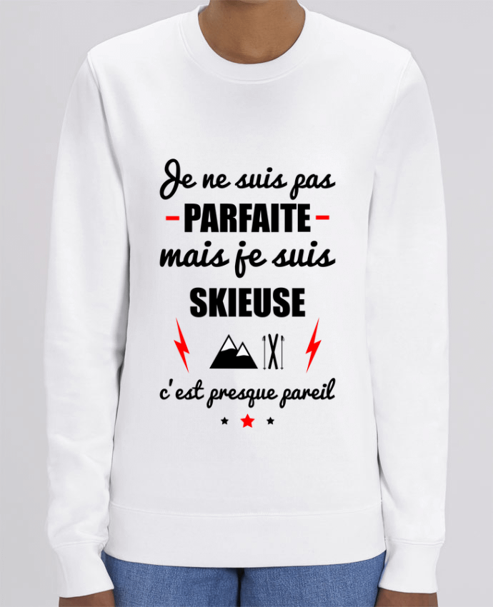 Unisex Crew Neck Sweatshirt 350G/M² Changer Je ne suis pas byfaite mais je suis skieuse c'est presque byeil Par Benichan