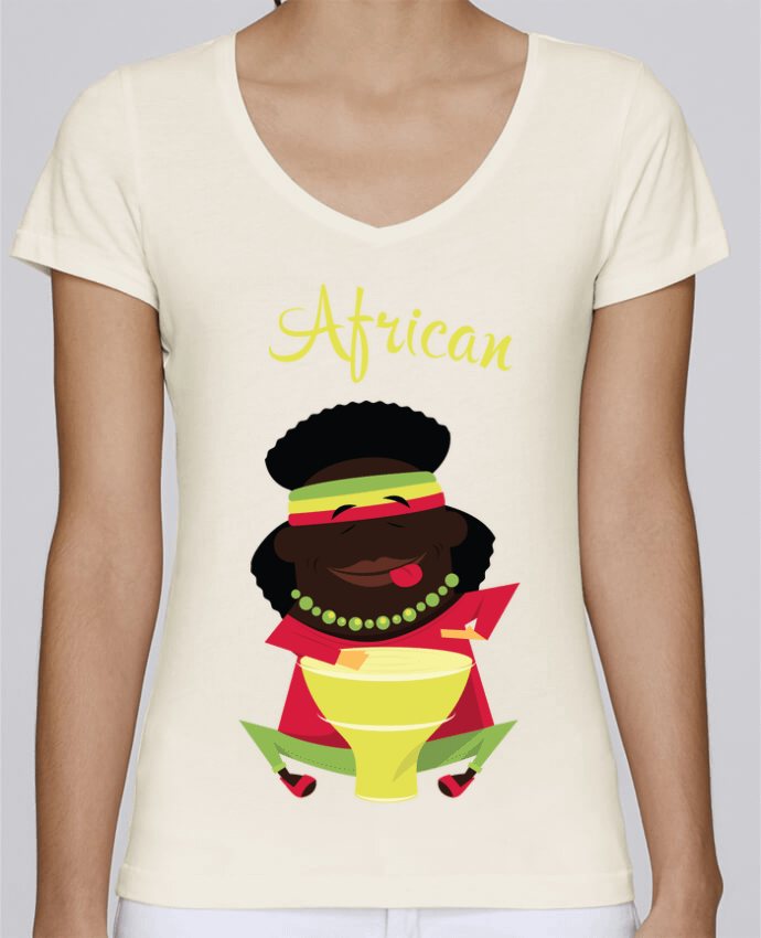 T-shirt femme col V Stella Chooses African par MasterMassi