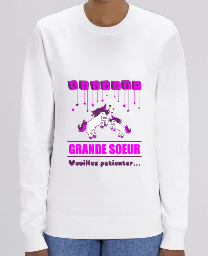 Unisex Crew Neck Sweatshirt 350G/M² Changer Bientôt Grande Soeur, licorne Par Benichan