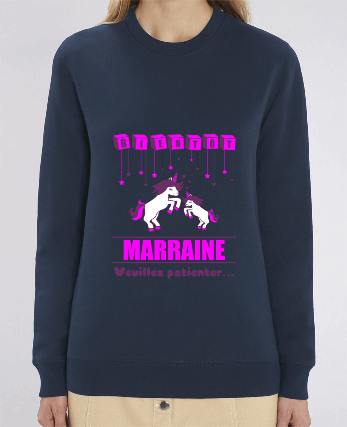 Sweat-shirt Bientôt Marraine, future marraine, licorne Par Benichan