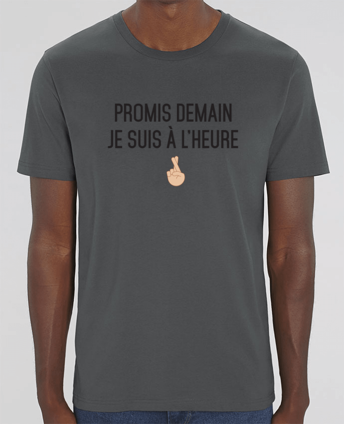 T-Shirt Promis demain je suis à l'heure -white version par tunetoo