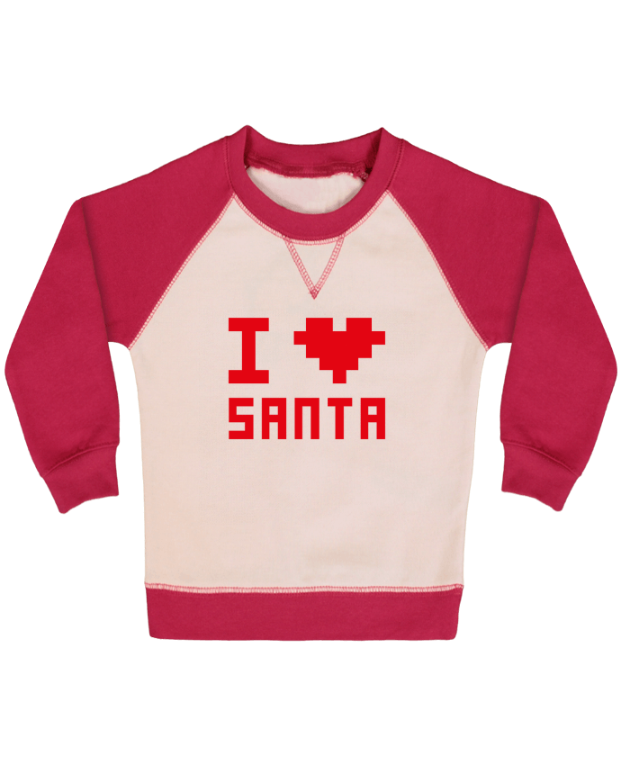 Sweat bébé manches contrastée I LOVE SANTA par tunetoo