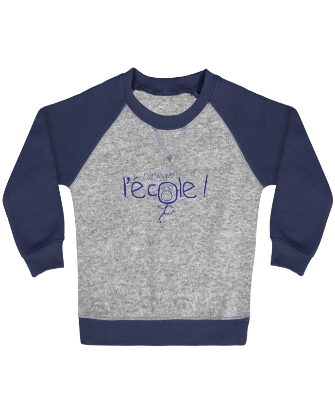 Sweat bébé manches contrastée J'aime pas l'école par tunetoo