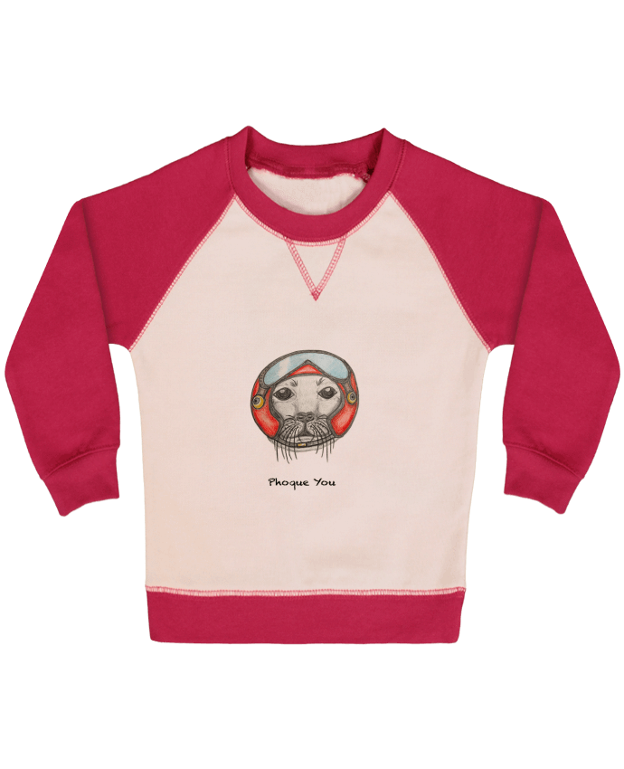 Sweatshirt Baby crew-neck sleeves contrast raglan PHOQUE YOU by La Paloma