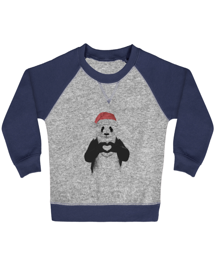 Sweat bébé manches contrastée Santa Panda par Balàzs Solti