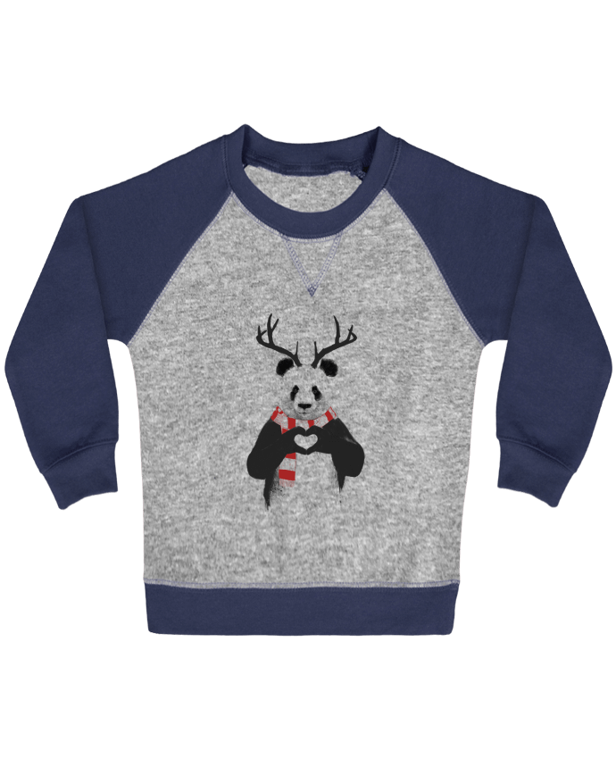 Sweat bébé manches contrastée X-mas Panda par Balàzs Solti