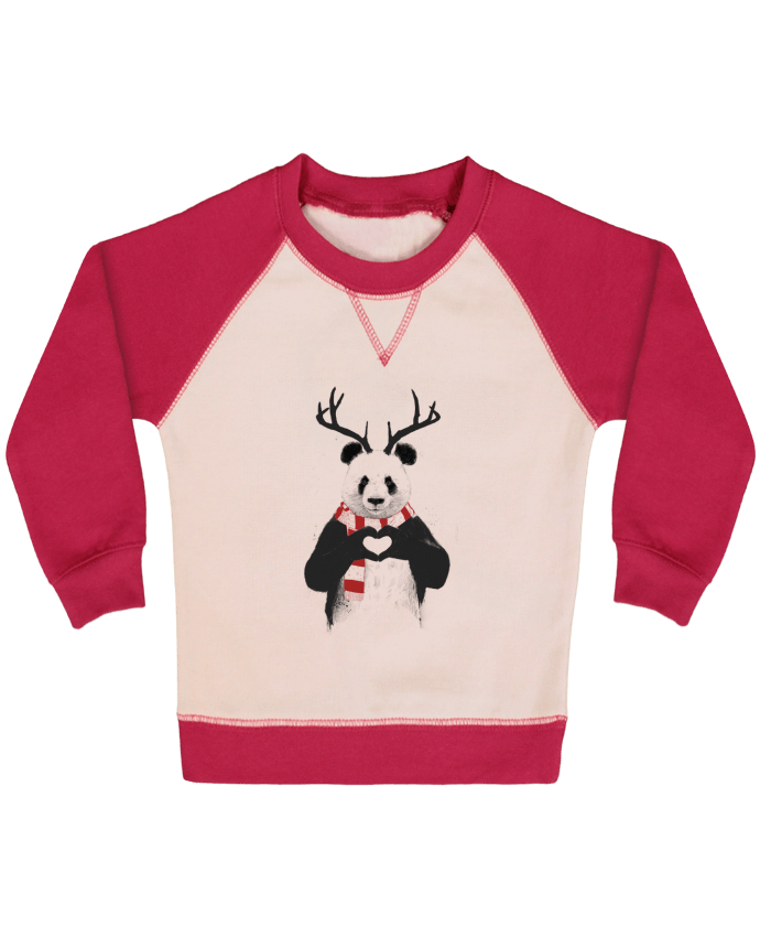 Sweatshirt Baby crew-neck sleeves contrast raglan X-mas Panda by Balàzs Solti