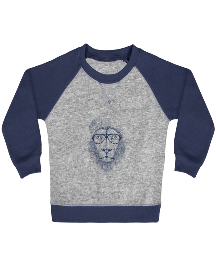 Sweat bébé manches contrastée Cool Lion par Balàzs Solti