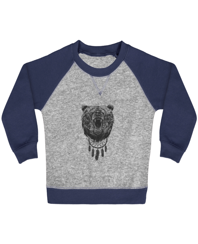 Sweat bébé manches contrastée dont wake the bear par Balàzs Solti
