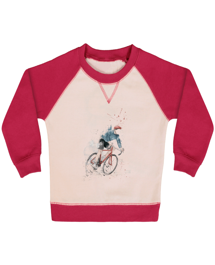 Sweatshirt Baby crew-neck sleeves contrast raglan I want to Ride by Balàzs Solti